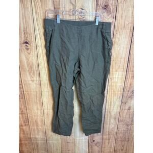 J. Jill Love 100% Linen Olive Green Cropped Pants with Pockets Women's Size M